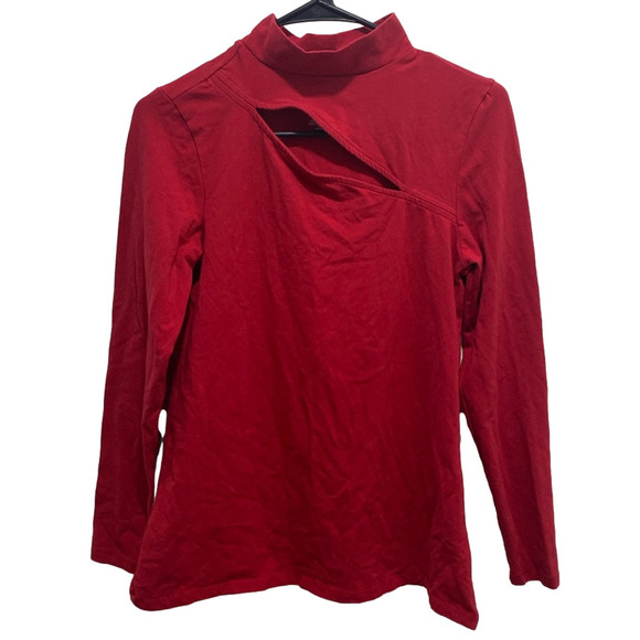 Torrid Foxy Red Mock Neck Top With Cutout Size 00 🌟 - Picture 1 of 4